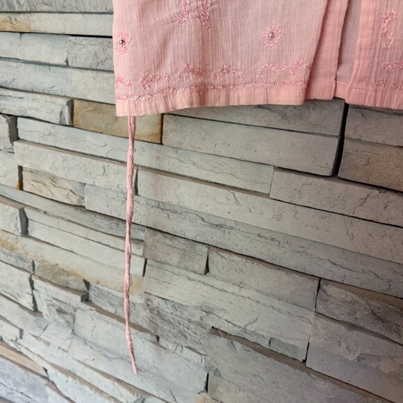 Pink Embroidered Cotton Short Cropped Blouse Top, NWOT, Size M - Picture 7 of 13